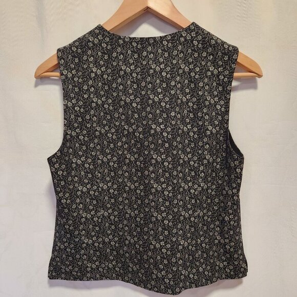 VTG Talbots Petites Women's Size 4 Black/White Floral Vest Structured Officewear - Picture 5 of 5